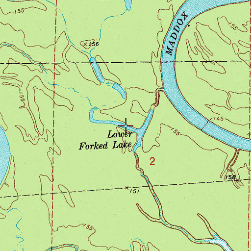 Topographic Map of Lower Forked Lake, AR
