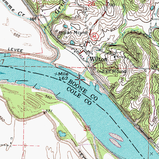 Topographic Map of Glascock Branch, MO