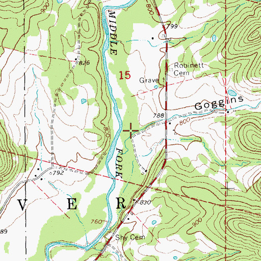 Topographic Map of Goggins Hollow, MO