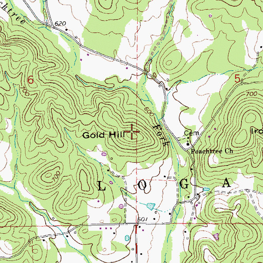 Topographic Map of Gold Hill, MO