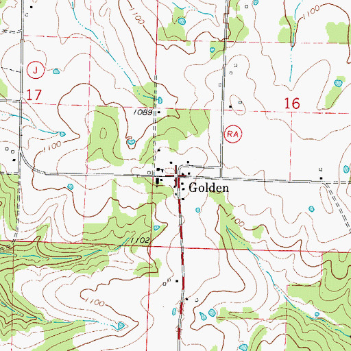 Topographic Map of Golden, MO