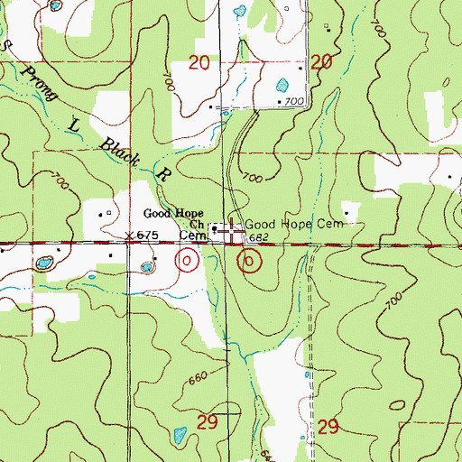 Topographic Map of Good Hope Cemetery, MO