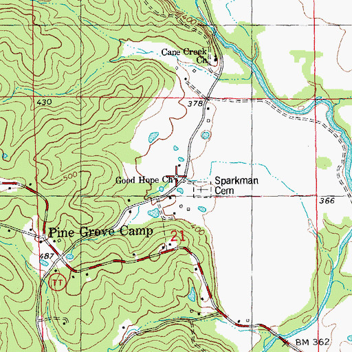 Topographic Map of Good Hope Church, MO