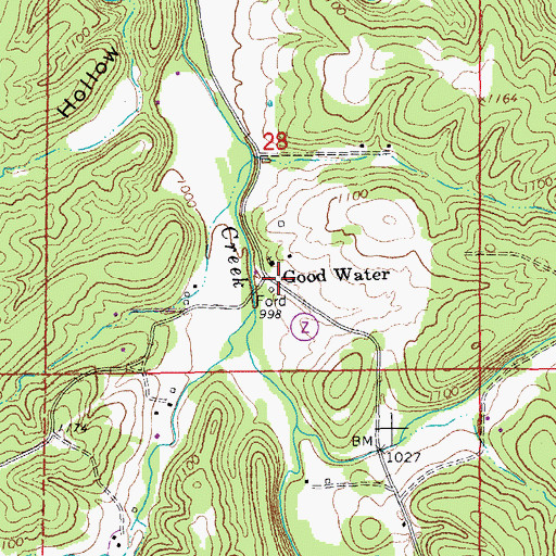 Topographic Map of Good Water, MO