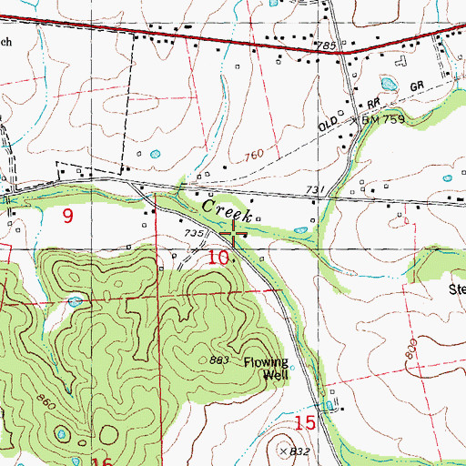 Topographic Map of Goose Creek, MO