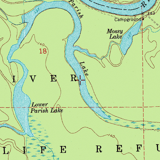 Topographic Map of Lower Parish Lake, AR