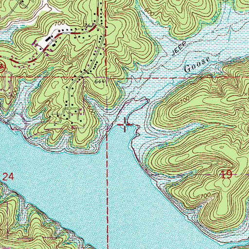 Topographic Map of Goose Creek, MO