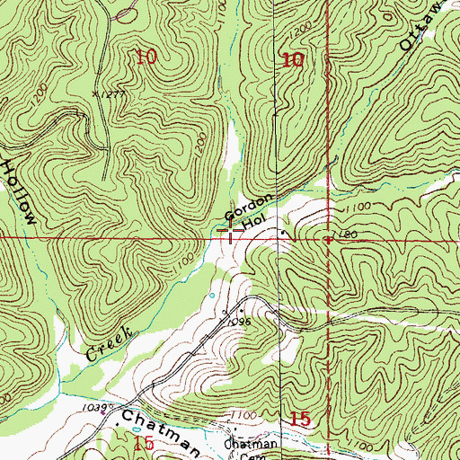 Topographic Map of Gordon Hollow, MO