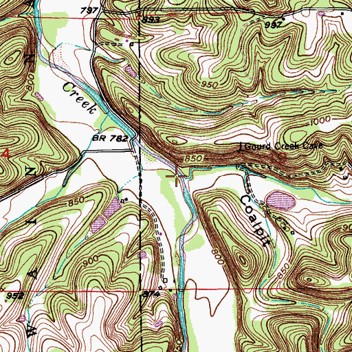 Topographic Map of Gourd Creek, MO