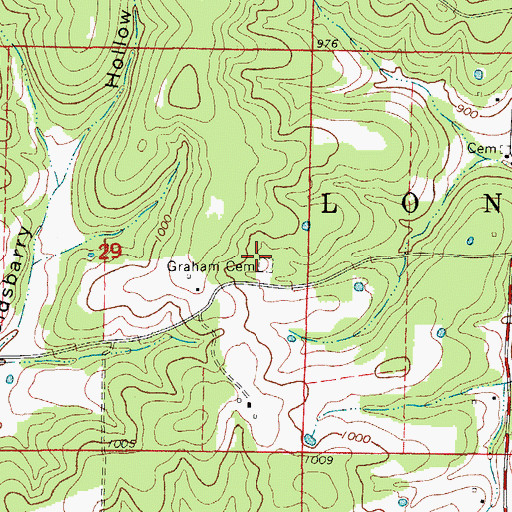 Topographic Map of Graham Cemetery, MO