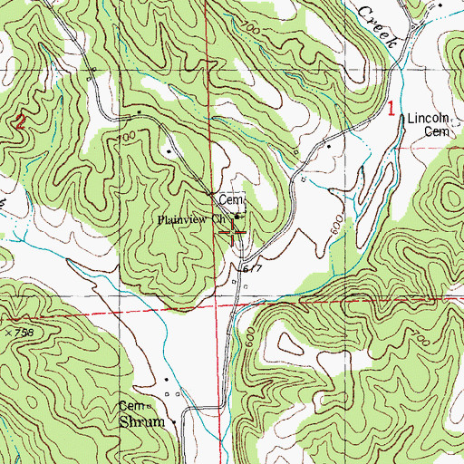 Topographic Map of Plainview Church, MO