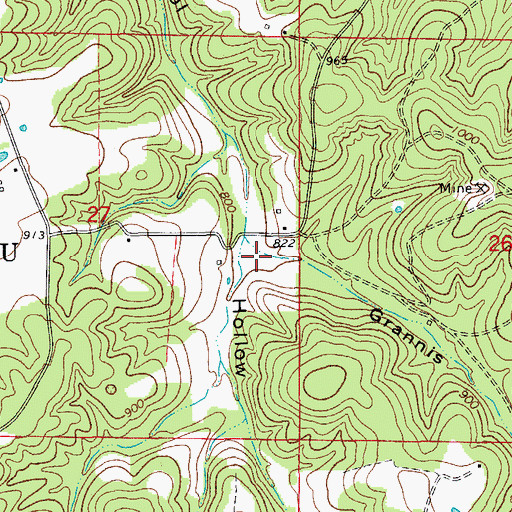 Topographic Map of Grannis Hollow, MO