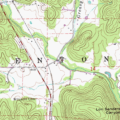 Topographic Map of Greasy Creek, MO