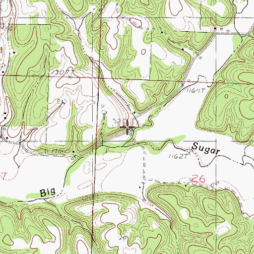 Topographic Map of Greasy Creek, MO