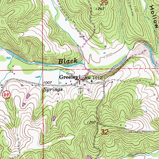 Topographic Map of Greeley, MO