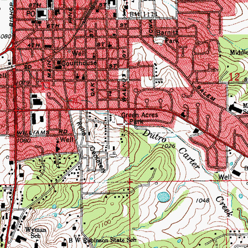 Topographic Map of Green Acres Park, MO