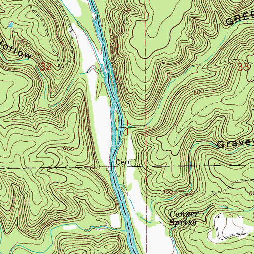 Topographic Map of Greenbriar Hollow, MO