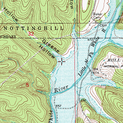 Topographic Map of Greene Hollow, MO