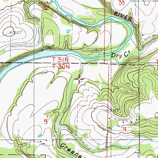 Topographic Map of Greene Hollow, MO