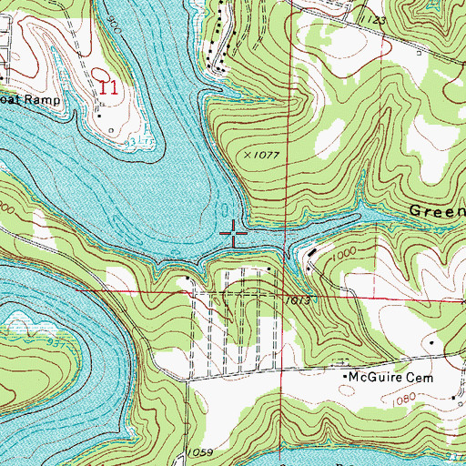 Topographic Map of Greens Hollow, MO