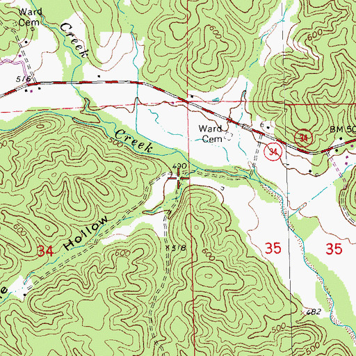 Topographic Map of Greenville Hollow, MO