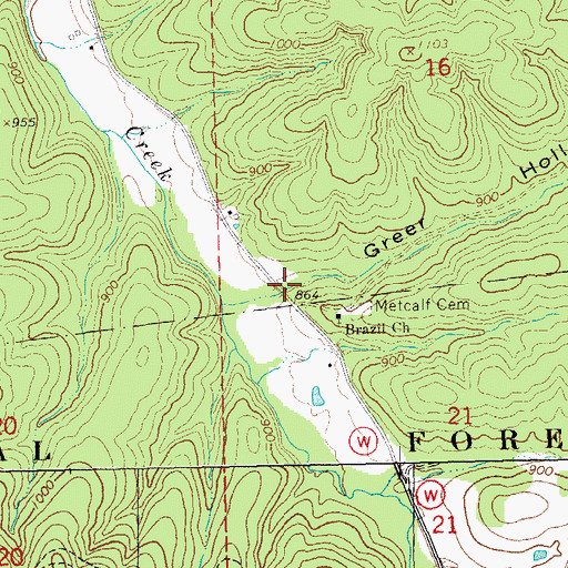 Topographic Map of Greer Hollow, MO