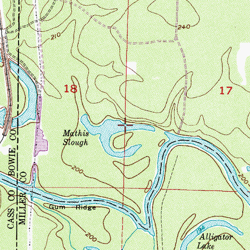 Topographic Map of Mathis Slough, AR