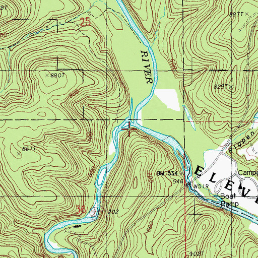 Topographic Map of Greer Spring Branch, MO