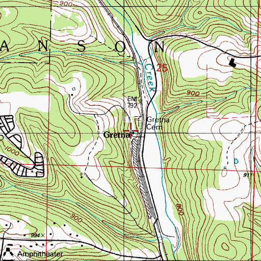 Topographic Map of Gretna, MO