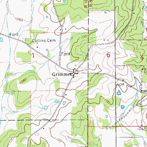 Topographic Map of Grimmet, MO