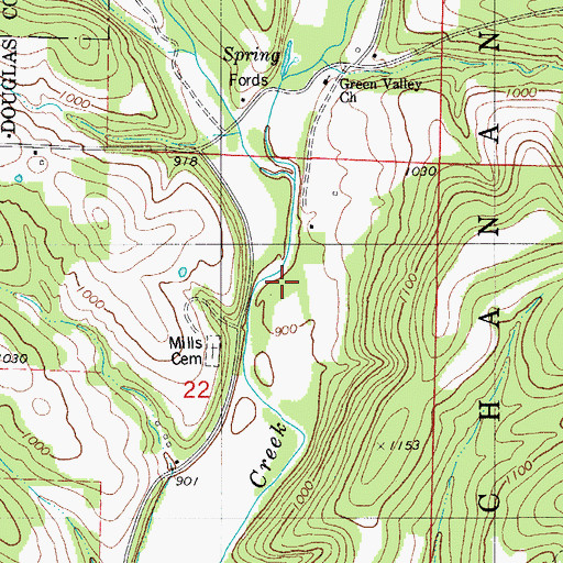 Topographic Map of Guffy Creek, MO
