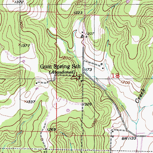 Topographic Map of Gum Spring School, MO