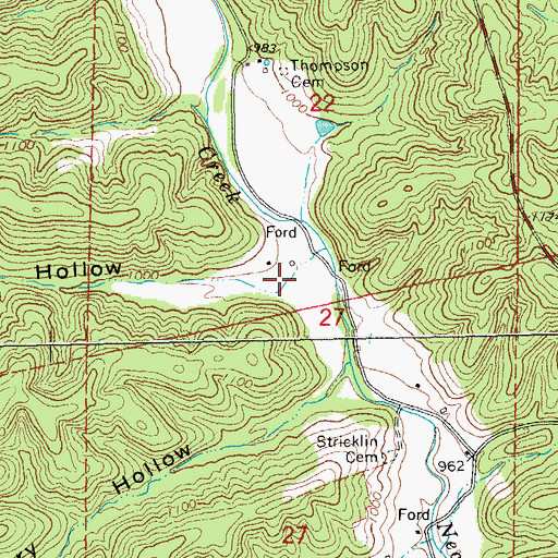 Topographic Map of Gunstock Hollow, MO