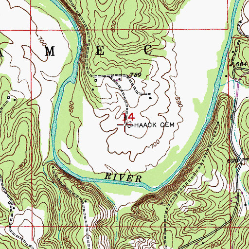 Topographic Map of Haack Cemetery, MO