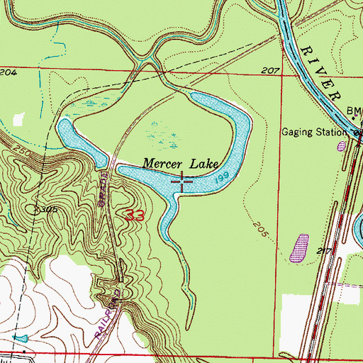 Topographic Map of Mercer Lake, AR