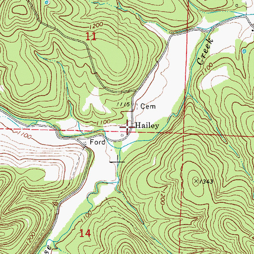Topographic Map of Hailey, MO