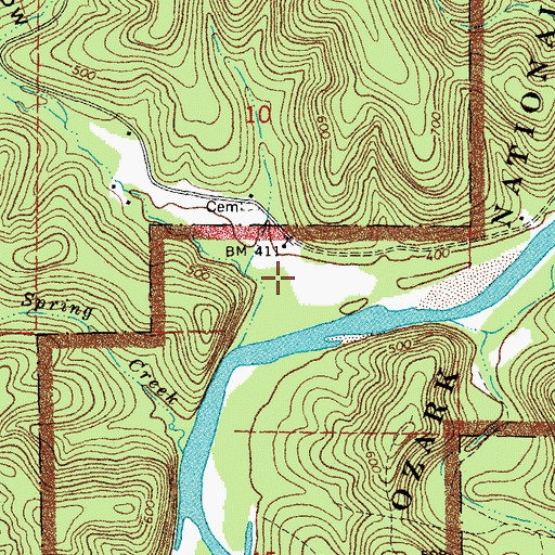 Topographic Map of Hall Hollow, MO