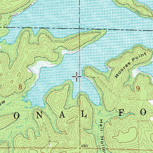 Topographic Map of Hall Hollow, MO