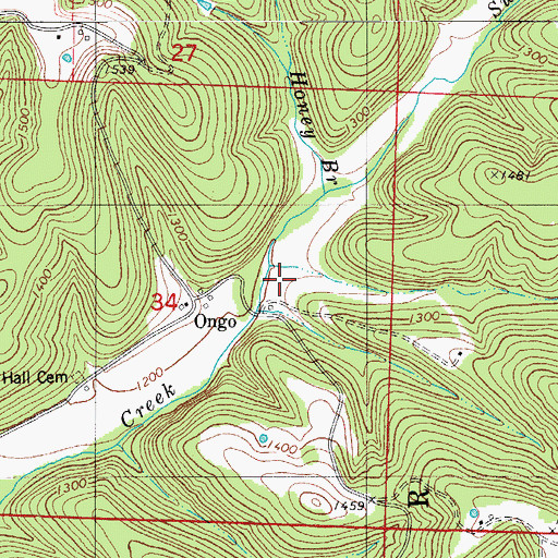 Topographic Map of Hall School, MO
