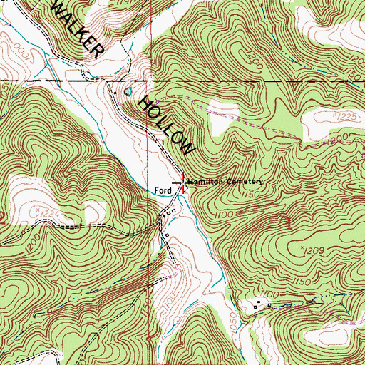 Topographic Map of Hamilton Cemetery, MO