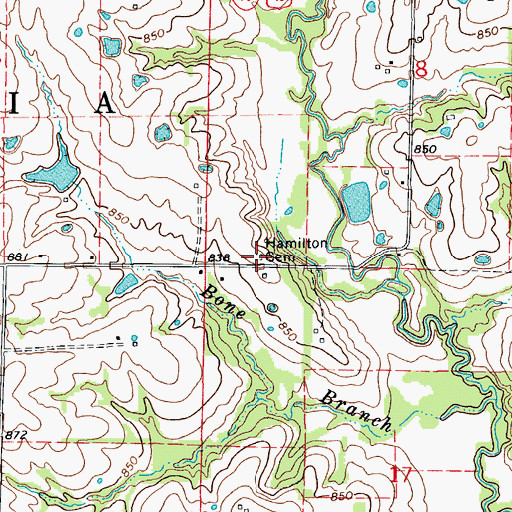 Topographic Map of Hamilton Cemetery, MO