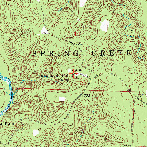 Topographic Map of Hammonds Mill Camp, MO