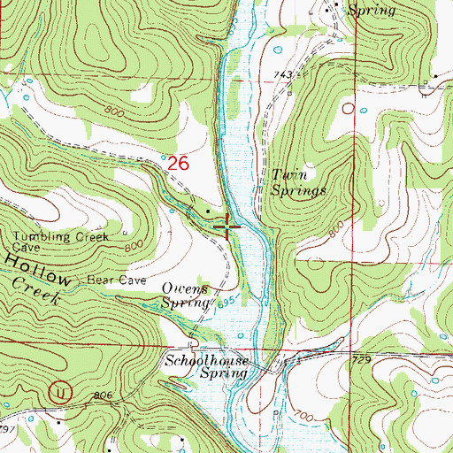 Topographic Map of Hampton Hollow, MO