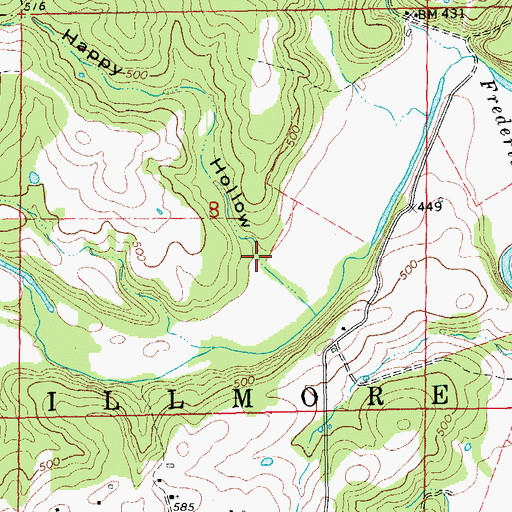 Topographic Map of Happy Hollow, MO