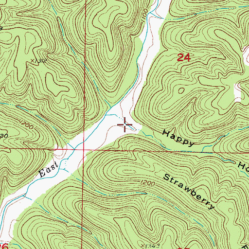 Topographic Map of Happy Hollow, MO