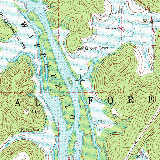 Topographic Map of Happy Hollow, MO