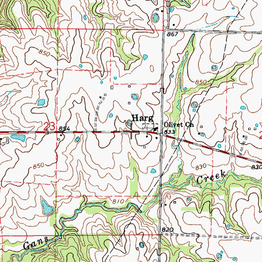 Topographic Map of Harg, MO