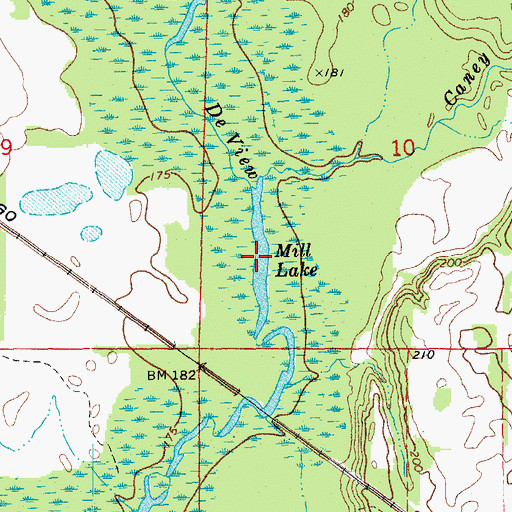 Topographic Map of Mill Lake, AR