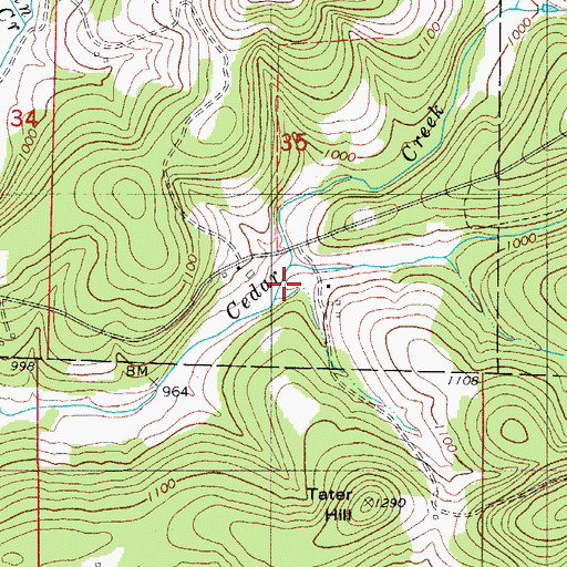 Topographic Map of Harmon Hollow, MO