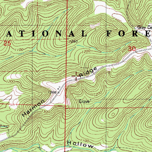 Topographic Map of Harmon Ridge, MO